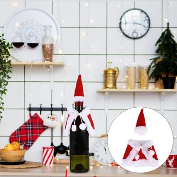 

4pcs Cloth Hat Cute Creative Plush Cartoon Clothes Bottle Decor for Wine Christmas Party Restaurant Dinner Decor