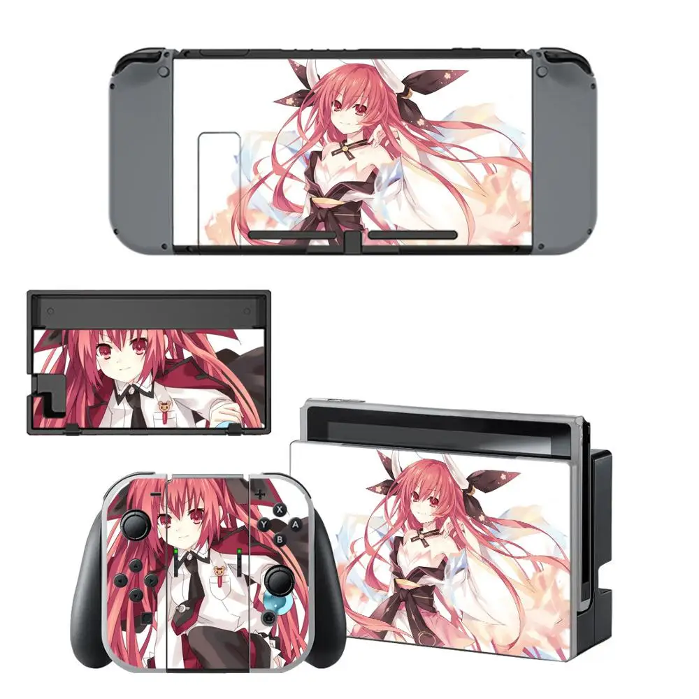 Аниме милая девушка Tokisaki Kurumi rend переключатель виниловые наклейки для nintendo Switch консоли и контроллер кожи набор