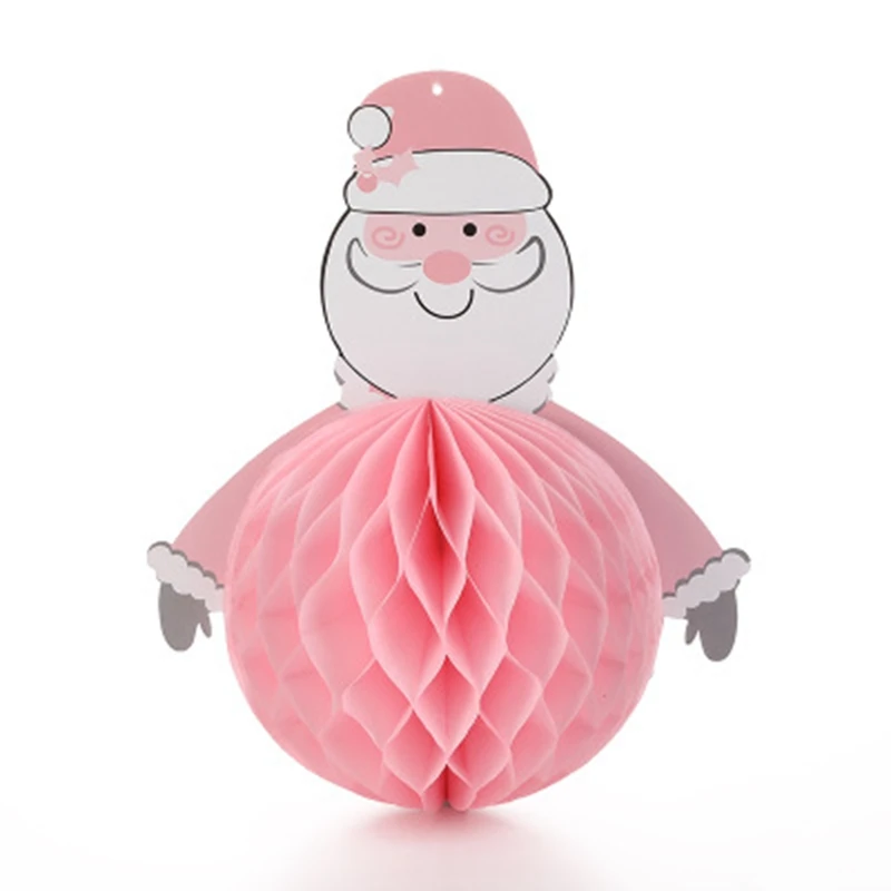 1pc Christmas Decoration Cartoon Paper Flower Pendant Santa Clause Snowman Honeycomb Ball Hanging Ornaments | Дом и сад