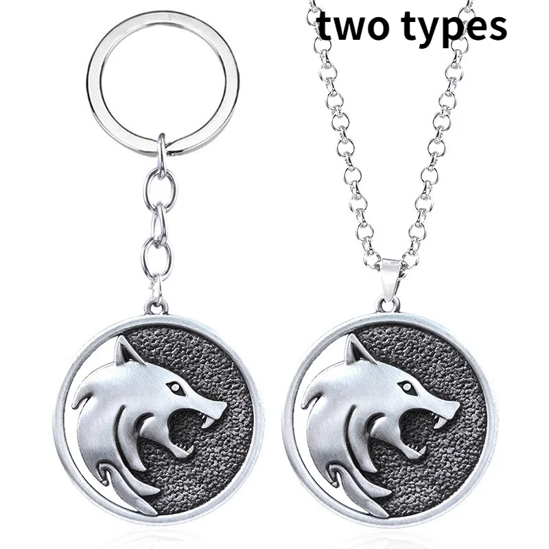 

Witcher Keychain Wolf Head Necklace Hunter Pendant Game Accessories Character Logo Key Chains for Men Keychain Accessories