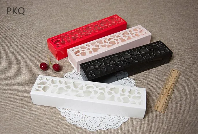 

White/Red/Black/Pink Macaroon Packing Box Hollow Cake Boxes Container Cupcake Storage Holder Cookie Package Wedding Party Decor