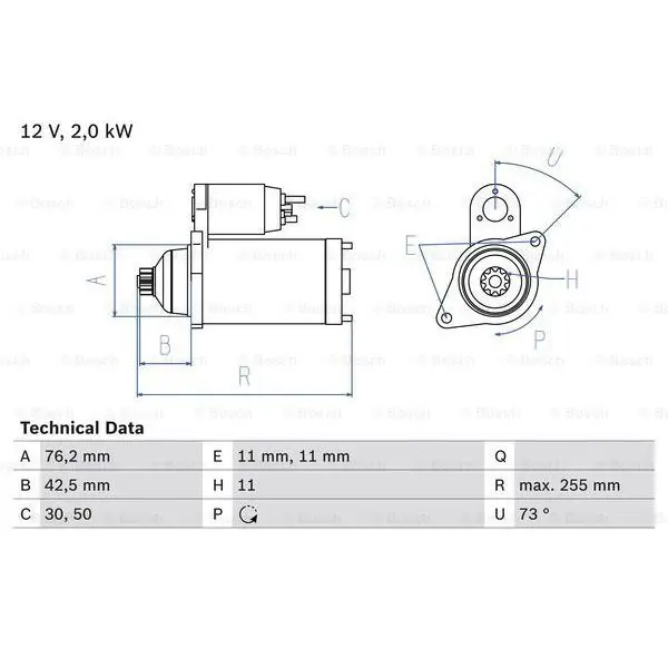 Стартер 2.0kW\VW Passat/Jetta/Golf 2.0D 04 BOSCH 0 986 024 360 | Автомобили и мотоциклы