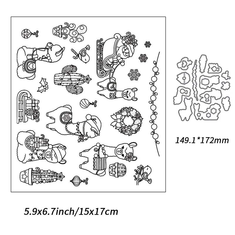 

New Arrival Clear Stamps Cutting Dies 2021 For Scrapbooking Paper Making Christmas Cute Alpaca Craft Set Card Transparent Seal