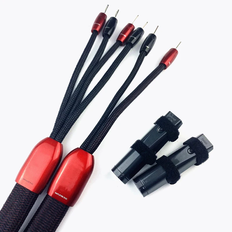 Redwood Audio Speaker Cable Pair Silver Spade or Banana Plugs Cable Bi Wire Single Wire Version