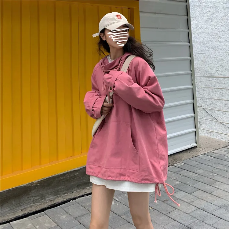 Женская толстовка, осень, harajuku, одежда для пробежек, панк, толстовка с длинным рукавом, топы с капюшоном, повседневные, для друзей, розовые, негабаритные толстовки