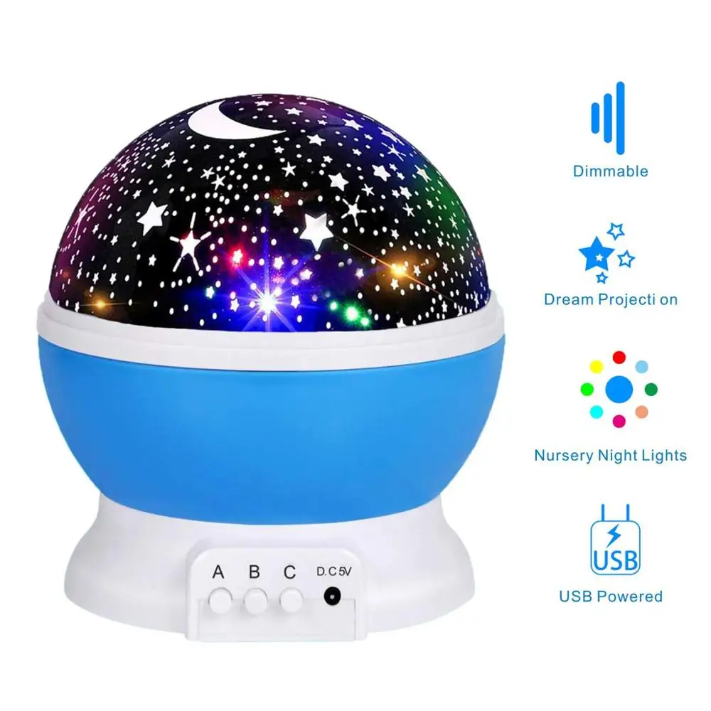 Звездный проектор лампа в виде Луны ночник светодиодный светильник luna USB для