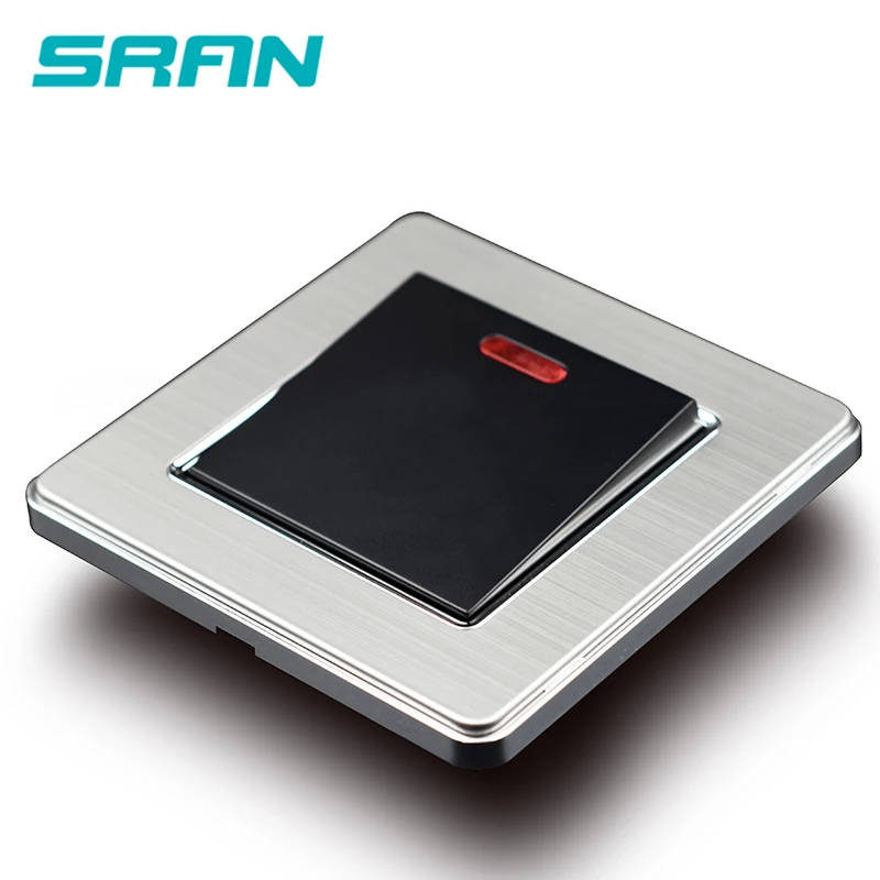 SRAN 20A переключатель с светодиодный панель из нержавеющей стали кухонный водонагреватель вкл/выкл настенный выключатель кондиционер контроллер высокой мощности