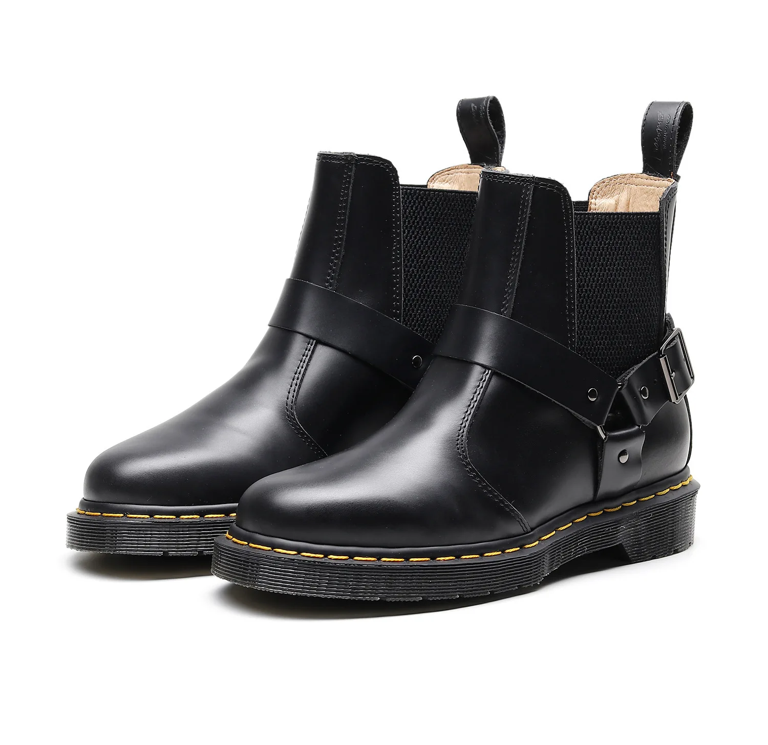 

Buckle Chelsea Boots Men Couples Martin Boots Men's Leather Short Boots Men And Women Casual Leather Boot England Martin Boots S