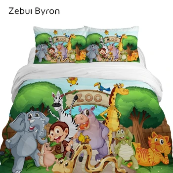 

3D children's bedding sets luxury,bed set Queen /King/Twin/Full size,Cartoon duvet cover set for baby/kids/boys,animal zoo