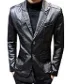 Plus Size M-7XL Spring Autumn Men Washing PU Leather Motorcycle Jackets for Male Coat Color Khaki / Brown / Black / White /Red - Color: black