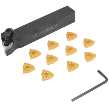 

10Pcs Wnmg080404 Carbide Insert + 1Pc Mwlnr2020K08 5 Inch Boring Bar Durable Lathe Turning Tool
