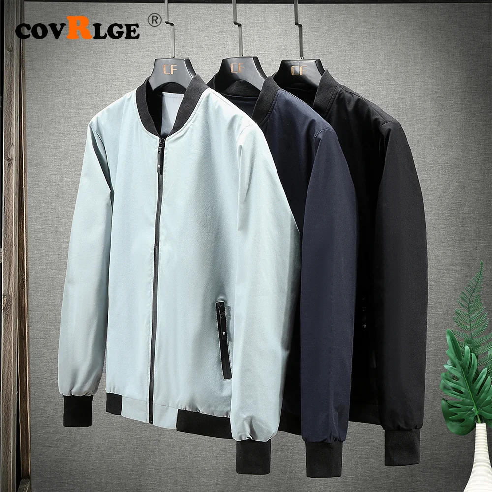 Covrlge New Men's Jackets Autumn Fashion Stand Collar Male Baseball Jacket Loose Casual Coat for Men Softshell Clothing MWJ062
