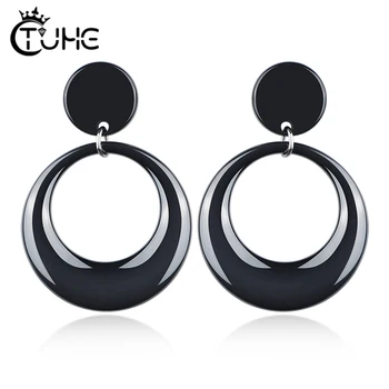 

Punk Style Women Oversize Earrings For Female Geometric Wedding Party Vintage Black Ceramic Earring Female Bohemian Bijoux