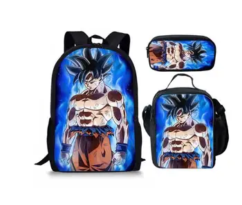 

Dragon Ball School Backpack 3PCS School Supplies for Boys Girls Anime Sun Goku Schoolbag with Lunch Bag Pencil Bag