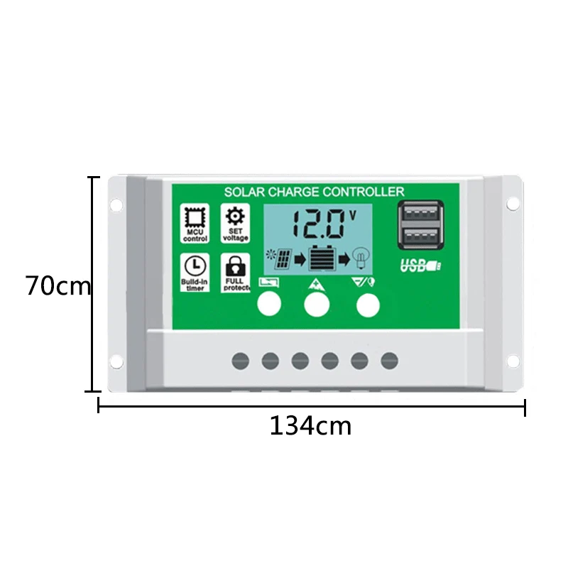 За максимальной точкой мощности, Солнечный Контроллер заряда 12 V/24 V 10/20/30A режимы Auto, PWM 5V Выход Панели солнечные Батарея регулятор с двумя USB портами, ЖК-дисплей Дисплей