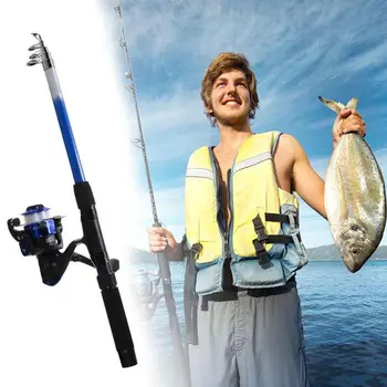 

Portable Telescopic Fishing Rod Kit high quality Reel Full Set Combo 1.8m Line Pole Reel Spinning Lure Y6U2