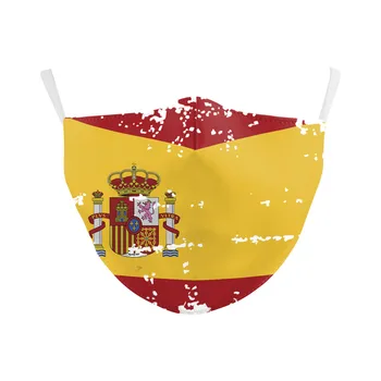 

Mouth Mask PM 2.5 Spain Flag Print Filter Protective Reusable Face Mouth Mask Adjustable Dust Proof Print Washable Fabric Mask