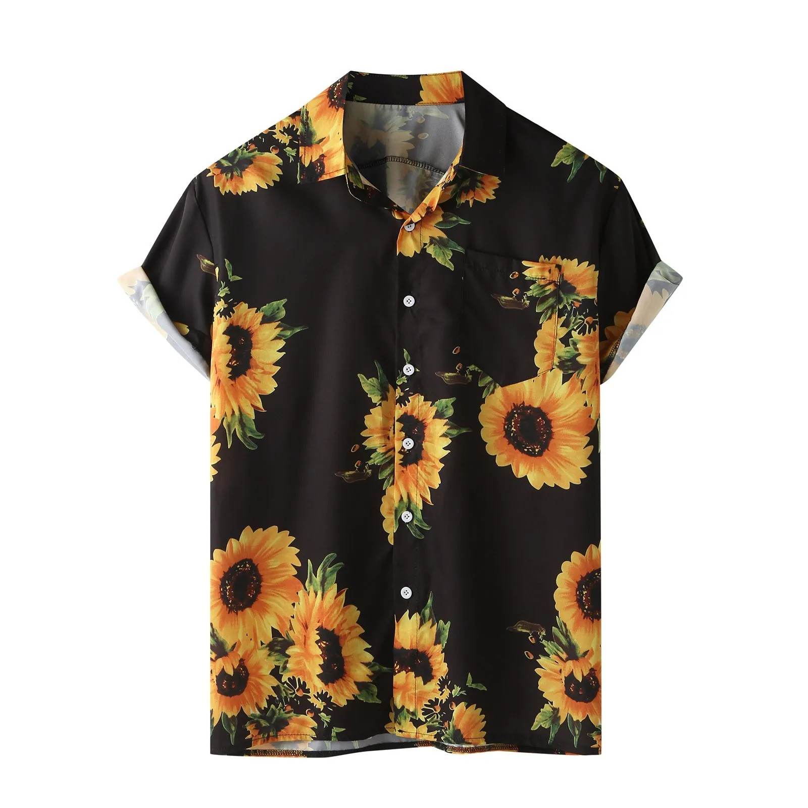 Men Sunflower Print Shirts Colorful 