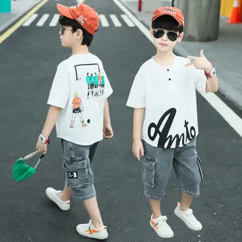 

Children's clothing boys short-sleeved suit summer clothing 2020 new Korean version of children's two-piece suit for big childre