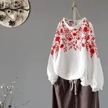 2020 camisa Floral de primavera bordado ZANZEA Casual Ruffles blusa mujeres Vintage manga larga trabajo Blusas Mujer túnica Tops Chemise
