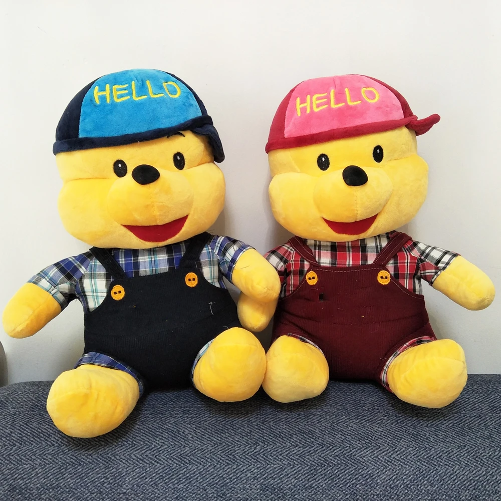 

Детская плюшевая игрушка, мультяшный медведь с шапочкой, кукла, детская мягкая игрушка, желтый медведь, Рождественский подарок на день рождения
