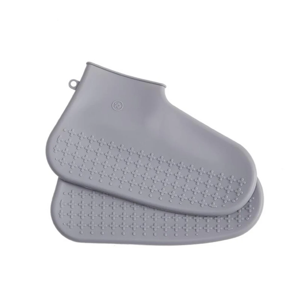 Унисекс Многоразовые силиконовые чехлы для обуви качественные уличные Нескользящие водонепроницаемые толстые дождевые Бахилы для обуви защитные аксессуары для обуви - Цвет: Серый