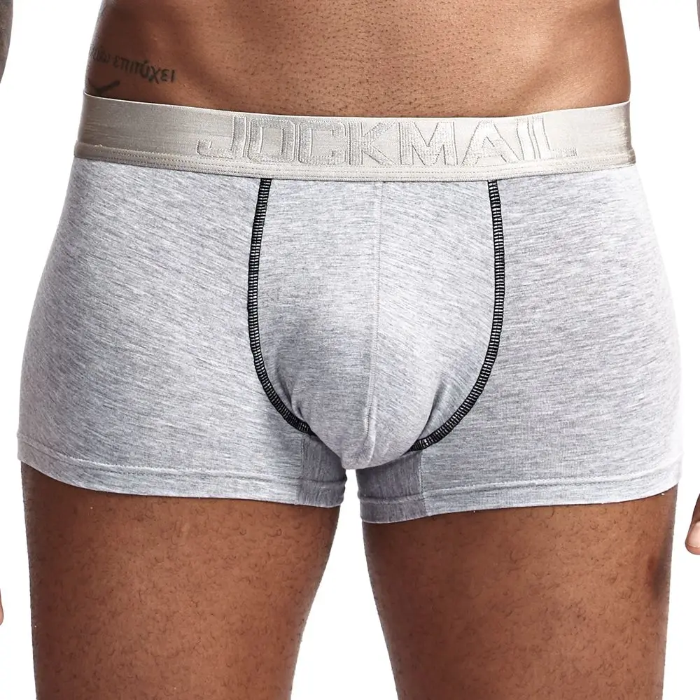 JOCKMAIL сексуальное мужское нижнее белье; трусы-боксеры шорты Modail Cuecas Боксеры Сетка U выпуклая сумка дизайн calzoncillos slip Gay Нижнее белье - Цвет: Серый