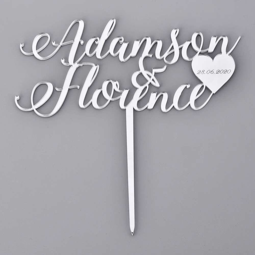 Personalized Engraved Wedding Wooden Cake Topper Engraved Acrylic Name& Name Wooden Cake Topper For Wedding Party Decor Gift