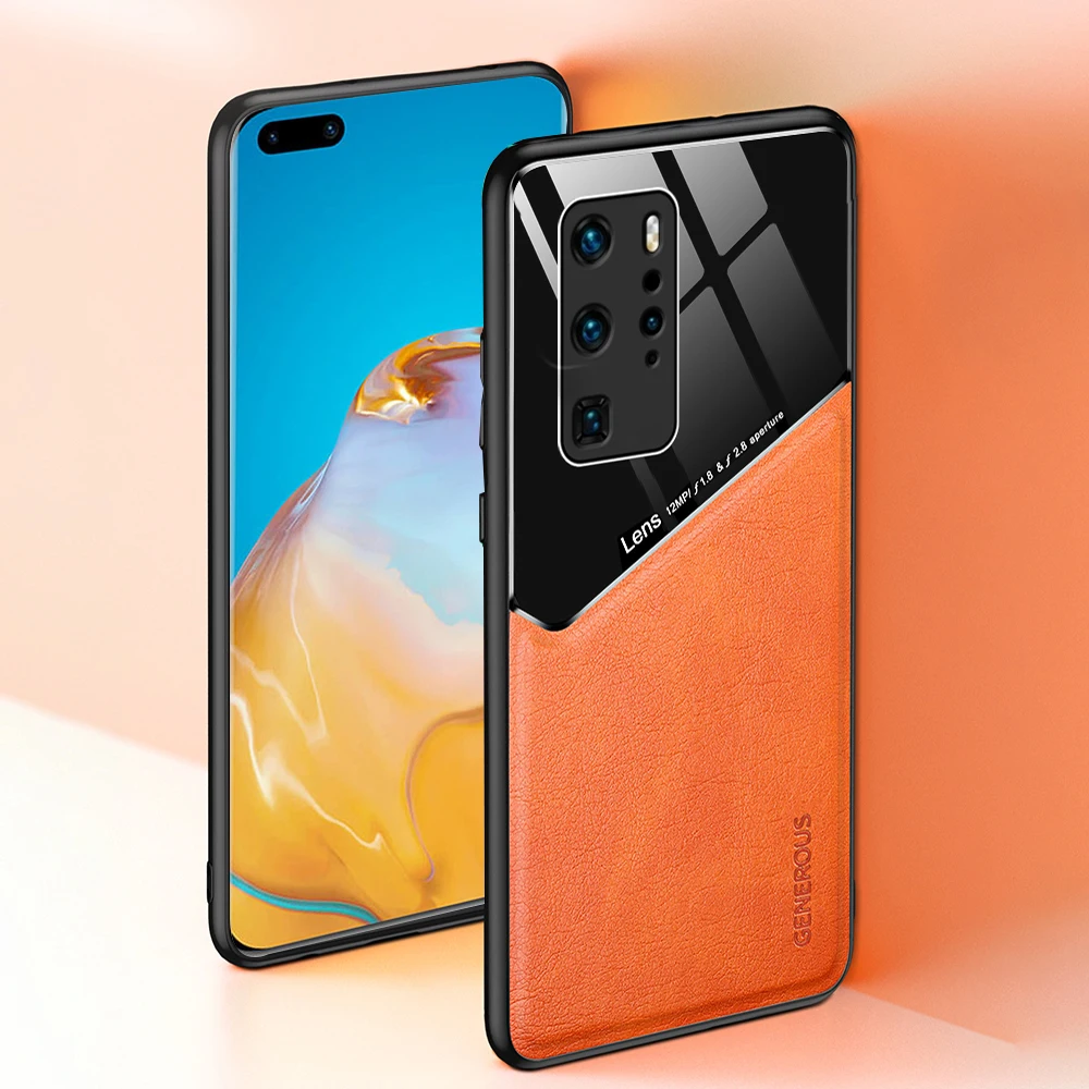 Luxury Shockproof Business Leather texture Case For Huawei P40 P30 P20 Mate 30 20 Lite Pro P40Pro Plus Car Holder Cases Cover cute phone cases huawei