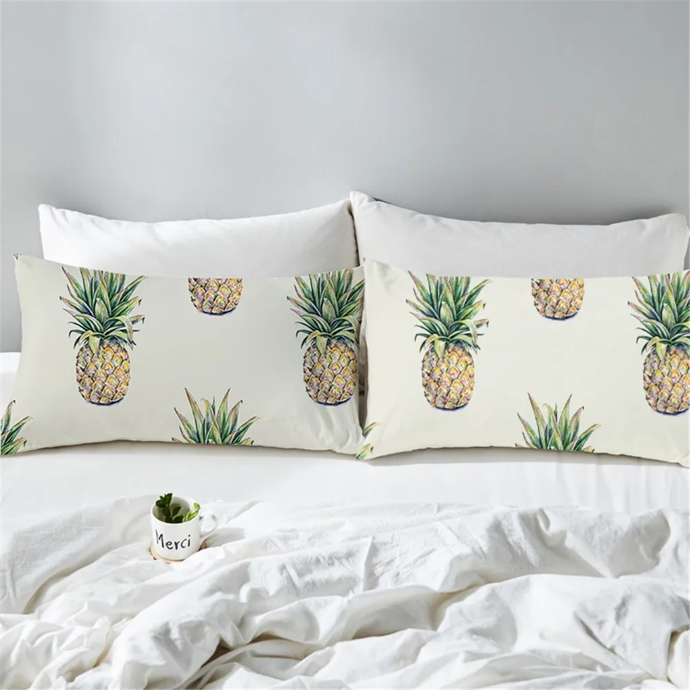 

2pcs Fresh Cushion Cover Decorative Pillows Cartoon Pineapple Fashion Pillow Case Office Square Pillowcase Print Summer