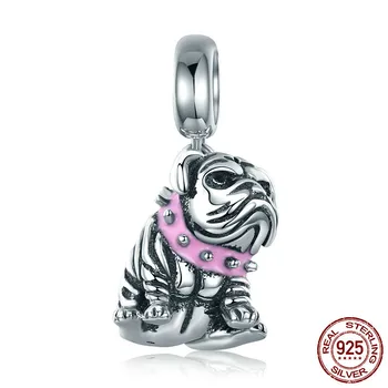 

Authentic 925 Sterling Silver Cute English Bulldog Dog Charm Beads fit Original Charm Bracelet DIY Jewelry Making TDD552