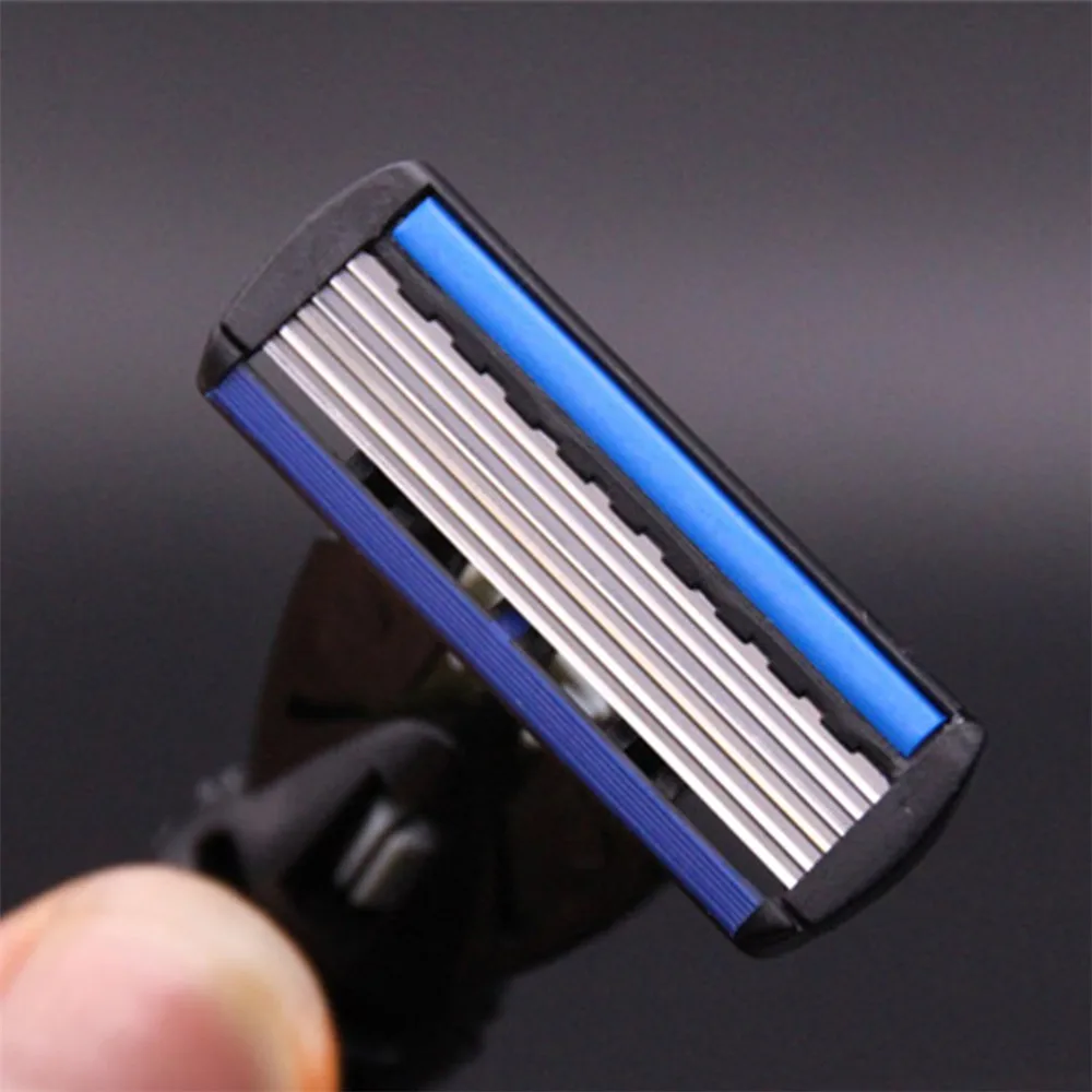 Manual Razors Men's Safety Classic 6 Layers Shaving Hair Blade Razor Stainless Steel Shaving Hair Blade 1 Holder+6 Razor Blades