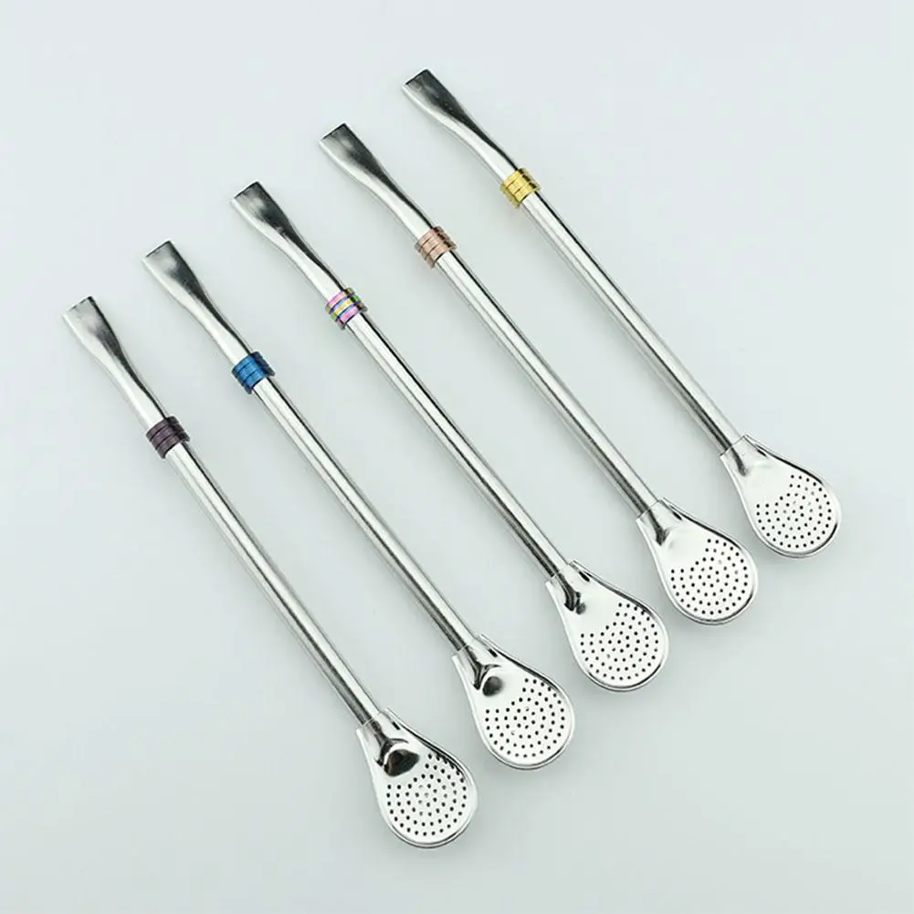 Studyset 1PC Stainless Steel Drinking Straw Spoon Coffee Tea Filter Stirring | Дом и сад