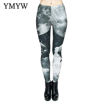 

YMYW High Elasticity Casual Cloud Printed Leggings Fitness Feminina Exercise Ankle-length Thin Slim ласины для женщин