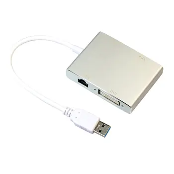 

Usb3.0 Network Card + Hdi + Vga + Dvi Four-In-One Converter 3648 Silver Professional Compact Portable Converter