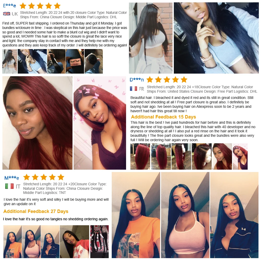  Beaudiva Straight Bundles With Closure Brazilian Hair Weave Bundles With Closure Human Hair Bundles