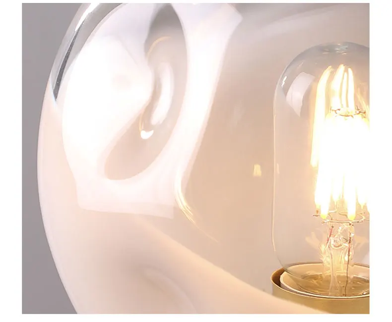 Nordic restaurant decoration LED lighting white gradient glass ball table lamp concave design brass bedside E27 bulb single head