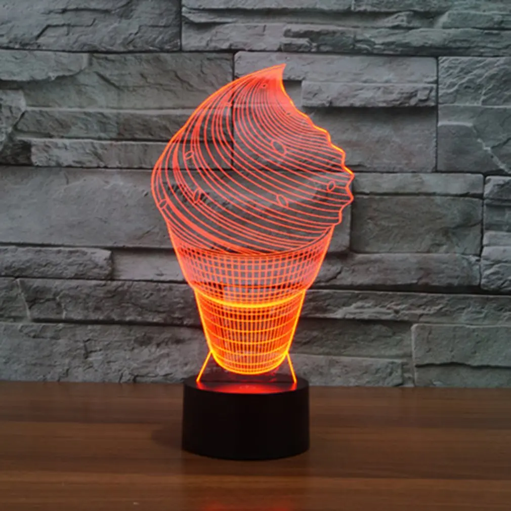 

Ice Cream Shape Touch Table Lamp 7 Colors Changing Desk Lamp 3D Lamp LED Night Light Stereoscopic Illumination