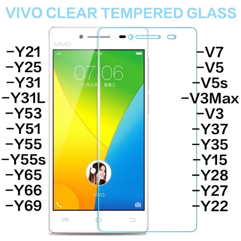 Vivo старая модель Y21/Y25/Y31/Y31L/Y31A/Y53/Y51/Y55/Y55s/Y65/Y66/Y69/V7/V5/V5s/V3Max/V3/Y37 закаленное стекло