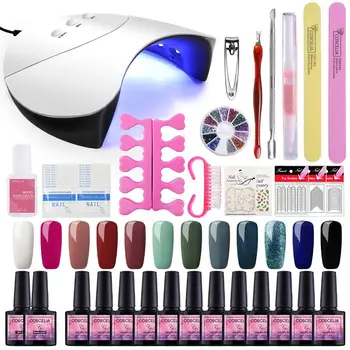 

Pro Nail Kit Full Manicure Set 36W UV LED Lamp Dryer Gel Polish Set For Manicure Gel Varnish For Nail Art Brush Tools Set&Kit