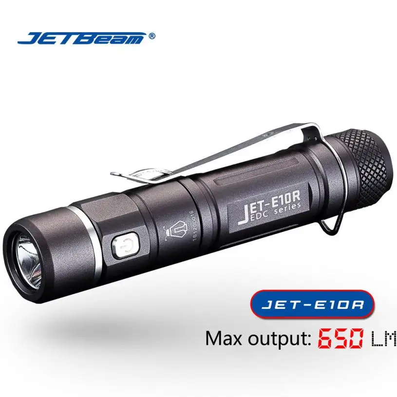 

JETBeam E10R Mini Torch CREE XP-L HI 650 Lumens USB Rechargeable Waterproof LED Flashlight by 14500 Battery Torch