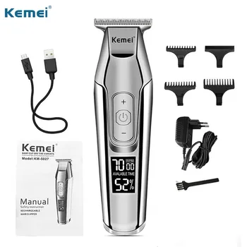 

Kemei professional hair clipper beard trimmer men's hair trimmer LCD digital display 0mm cordless haircut electric razor 5