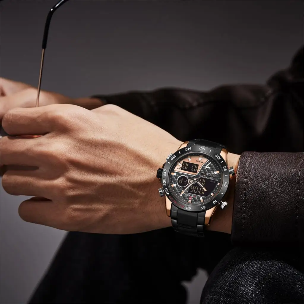 NAVIFORCE Luxury Brand Men Watch Military Sport Digital Quartz Clock Full Steel Waterproof Timepiece Relogio Masculino 2020 New