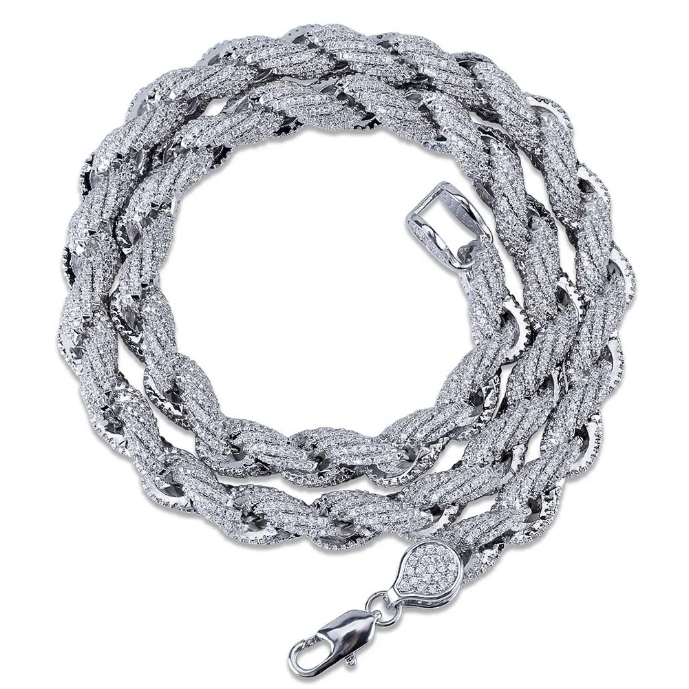 

8mm Rope Chain Hip Hop Personalized Necklace Gold/Silver Plated Iced Out Micro Pave Cubic Zirco Charm Chain For Men