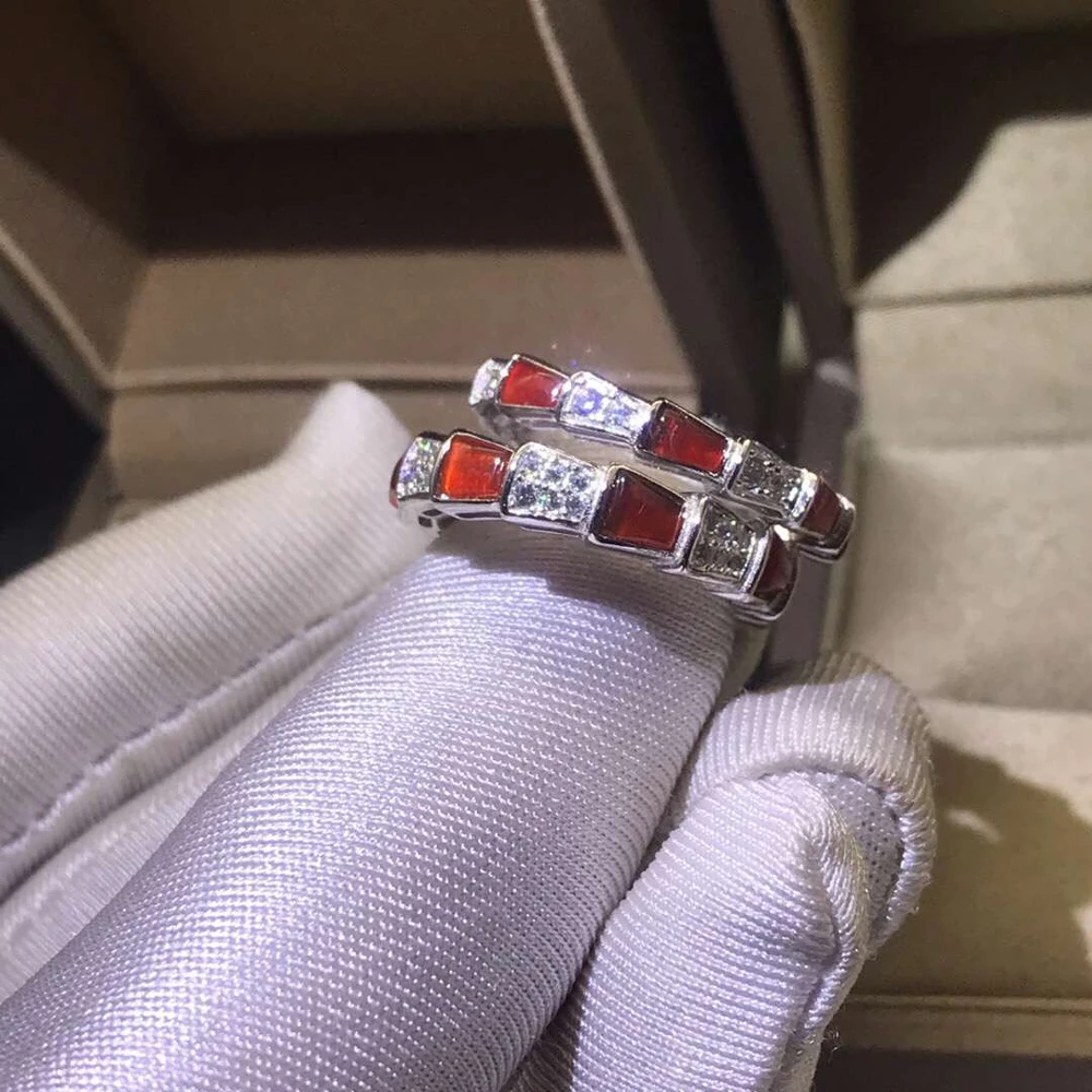 cheny fit bulgaria rings s925 sterling silver with crystal agate snake shape famous design 1:1 Cocktail Brand fashion Ring women