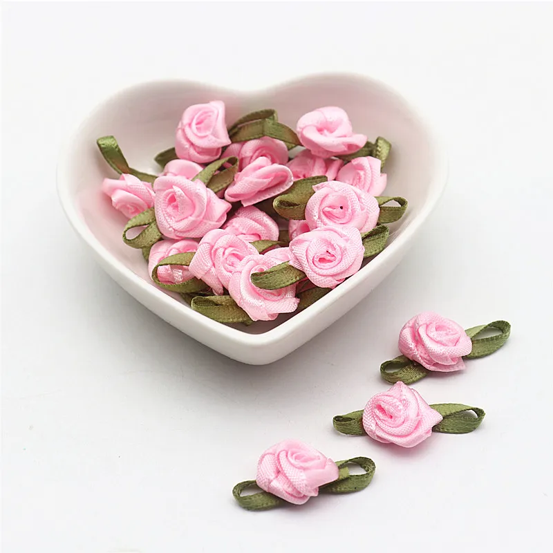 Green Leaf Rose Ribbon DIY Decoration Bowknot for Clothing Accessories (50-100pcs)