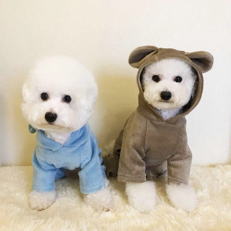 Winter Dog Clothes Soft Fleece Dog Jumpsuit Small Puppy Coat Cute Pet Outfits Warm Dog Hoodie Letter Clothing For Yorkie