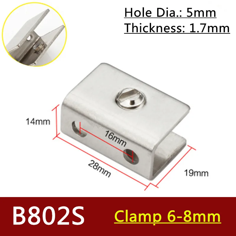 2 шт. B802 для 6 до 15 мм Стеклянная Доска прямоугольной формы стеклянные зажимы из нержавеющей стали полки поддержка крепежные скобы