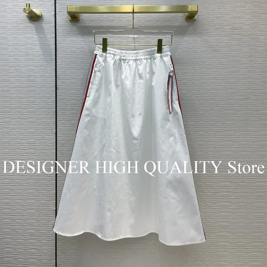 PROD 1005003356531090 New Fall Fashion Runway Design A-line Maxi Long
Skirts Womens Preppy Style Ribbon Zipper Side Stripes Patchwork High
Waist Skirt