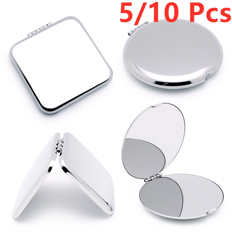 5/10pc Shatterproof Stainless Steel Ultra Slim Folding Portable Mirror